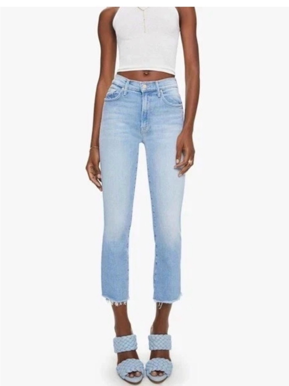 Mother The Insider Crop Step Fray Jeans Womens 28 Limited Edition Wash Made USA